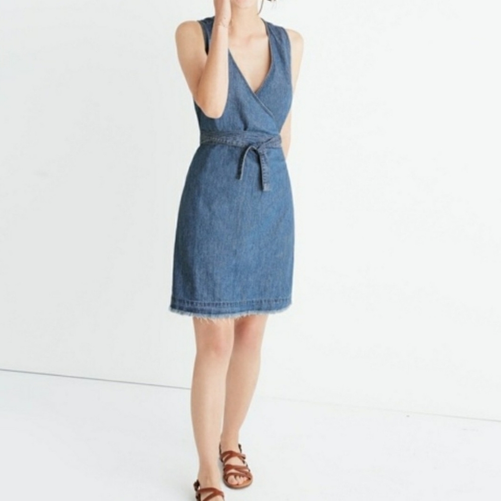 Madewell Denim Sleeveless Wrap Dress